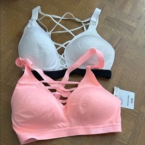 Victoria's Secret White and Pink Lace-Up Bras